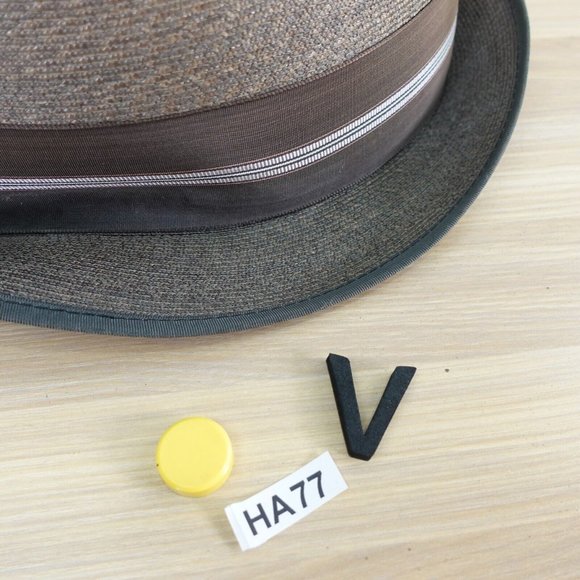 VINTAGE KNOX Hat Adult 7 1/4 Brown Panama Straw Trilby Jazz Cuban Summer 90s - Picture 16 of 16